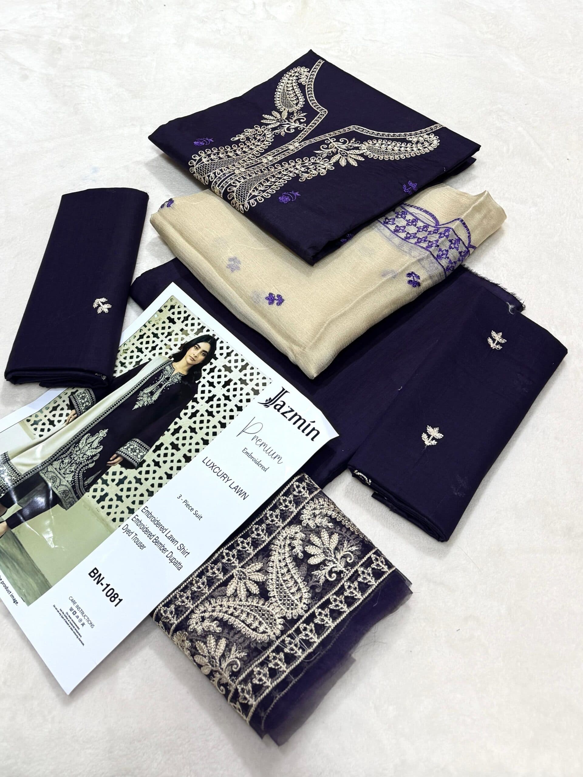 Jazmin Unstitched Embroidered Lawn Suit