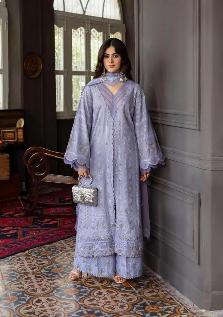 Unstitched Embroided 3 piece Lawn Suit
