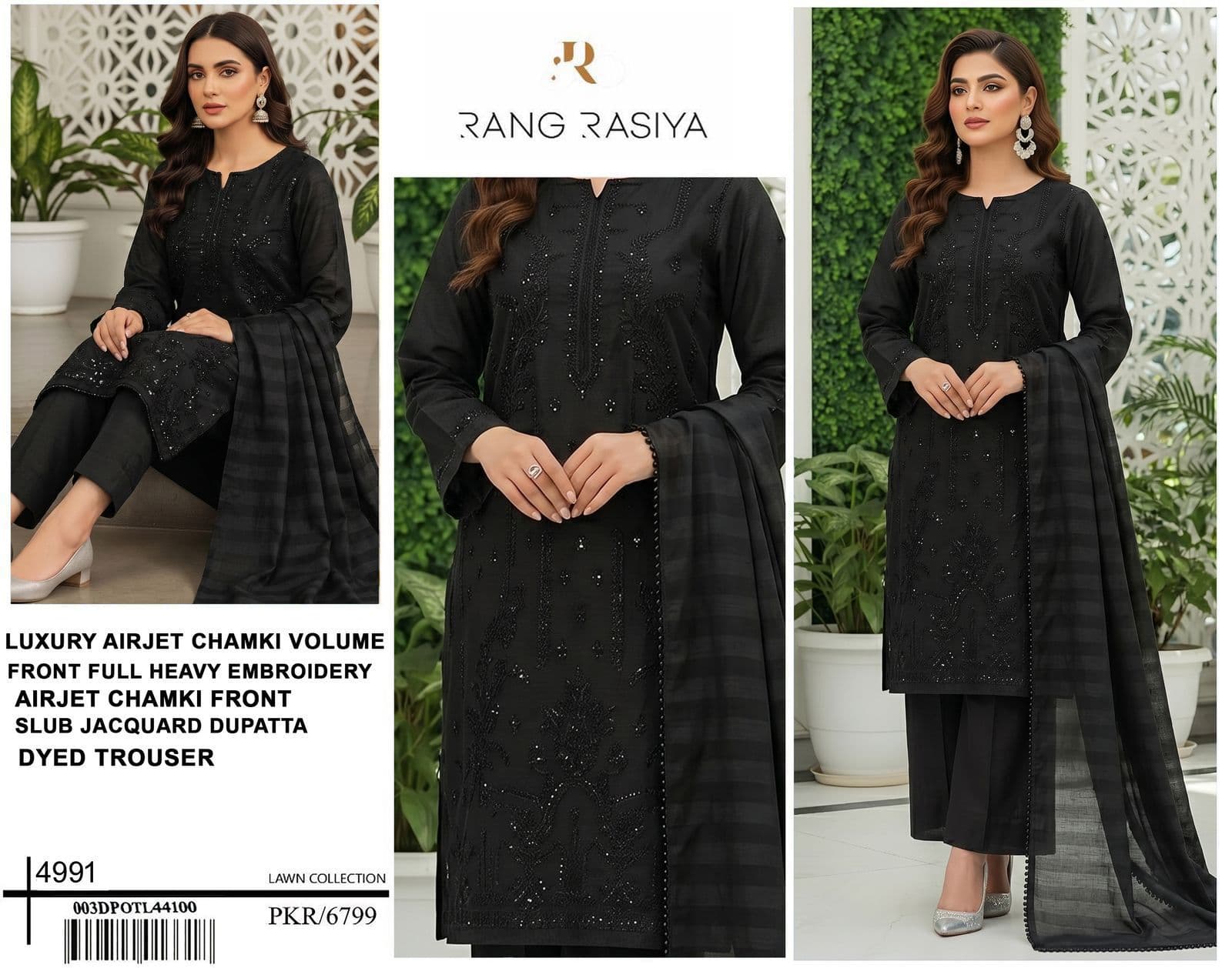 Rang Rasiya Unstitched Embroided 3 piece Lawn Suit