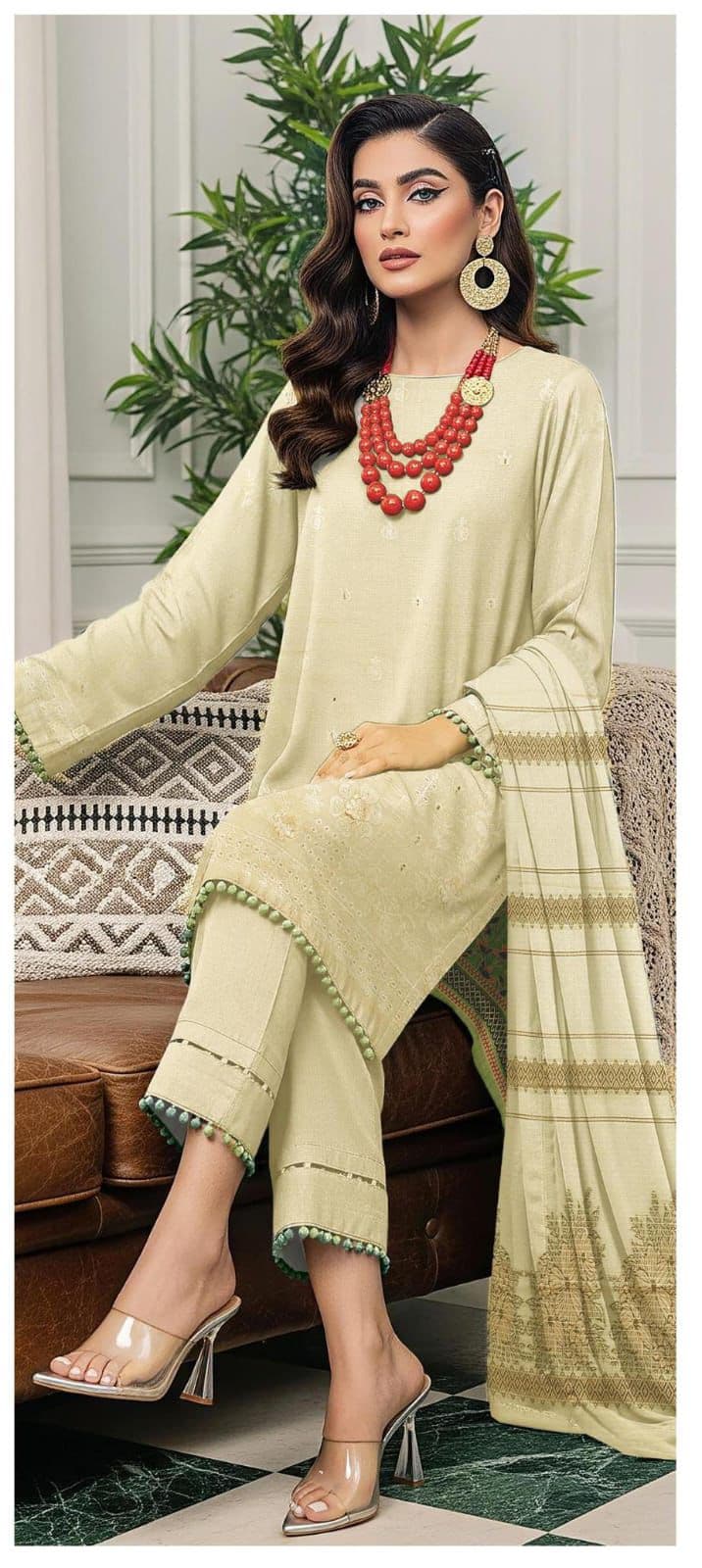 Unstitched Embroided 3 piece Lawn Suit