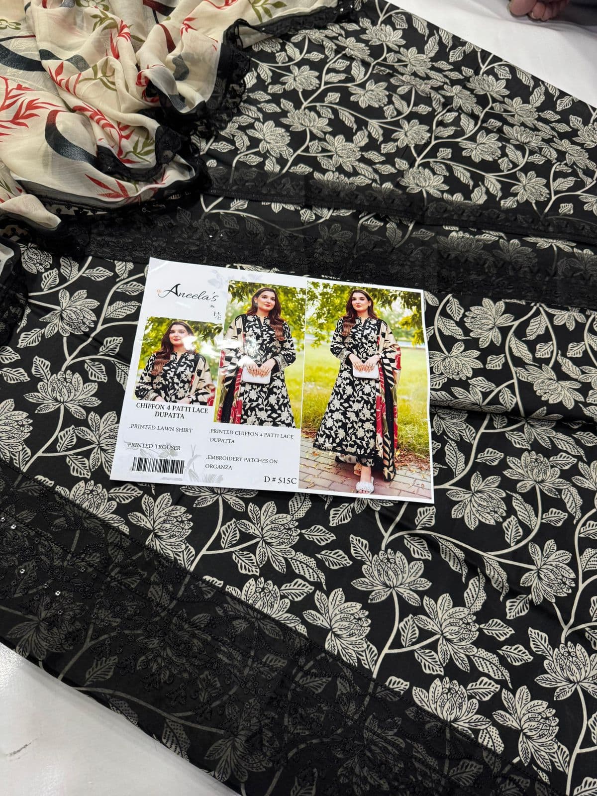 Aneela's Unstitched Embroided 3 piece Lawn Suit