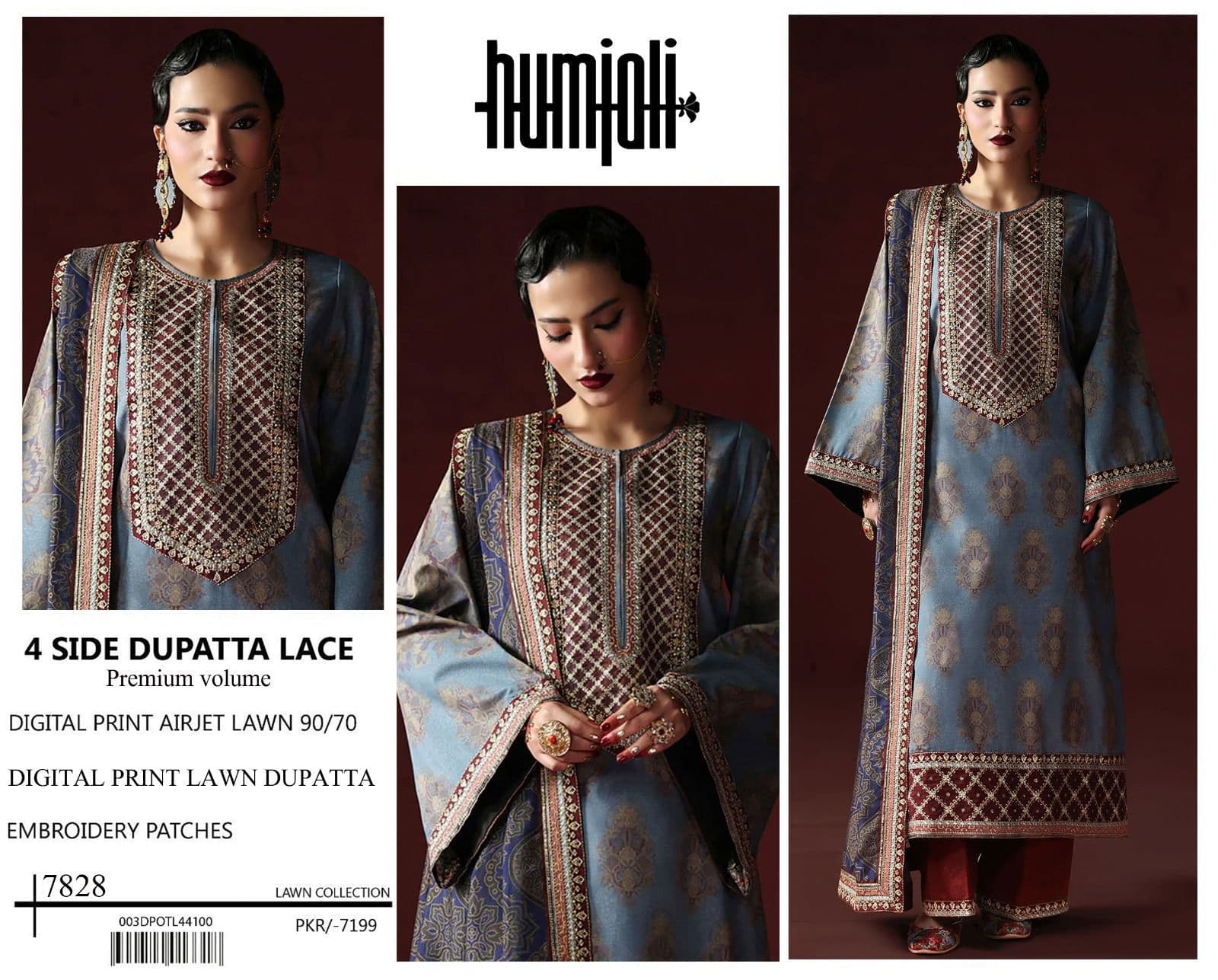 Humjoli Unstitched Embroided 3 piece Lawn Suit