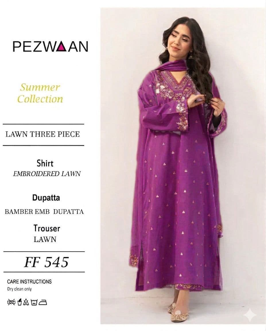 Pezwaan Unstitched Embroided 3 piece Lawn Suit