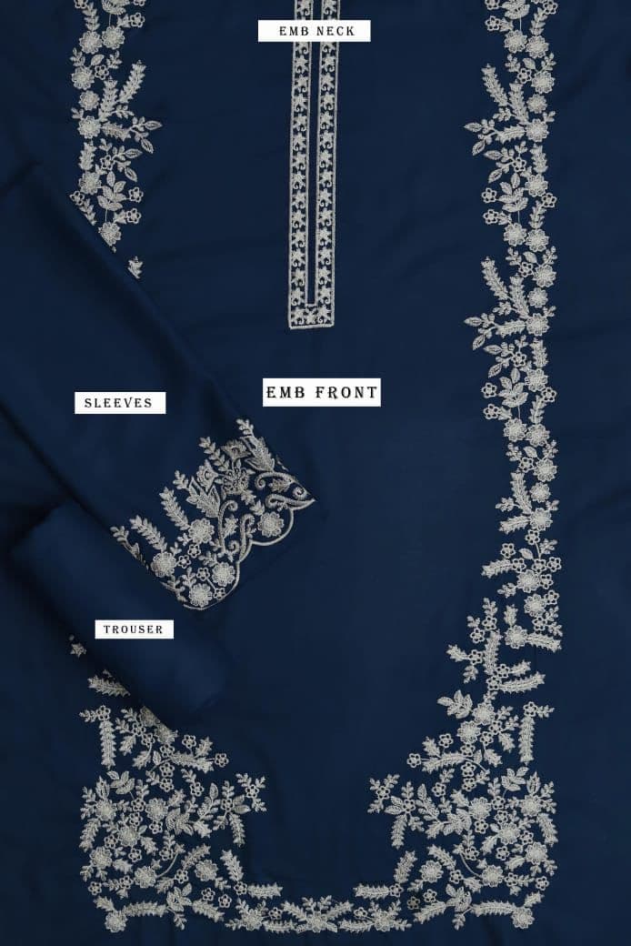 Unstitched Embroided 3 piece Lawn Suit
