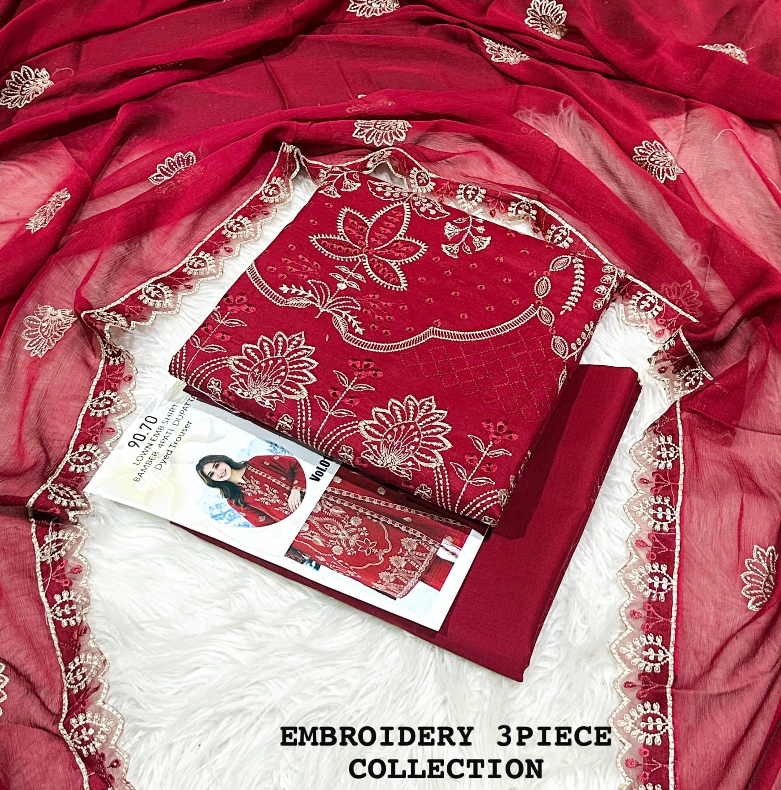 Unstitched Embroidered Lawn Suits image 4