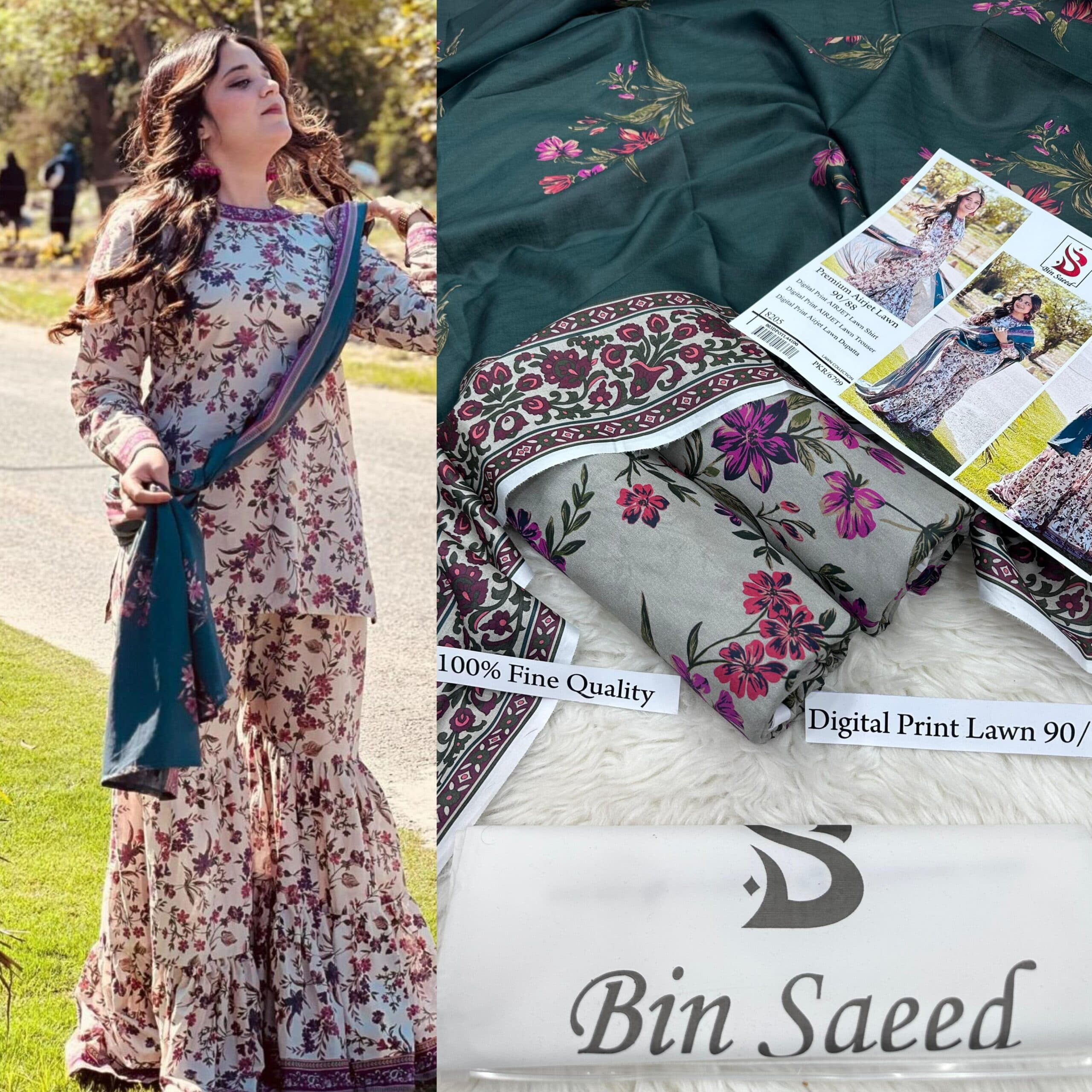 Unstitched Embroidered Lawn Suit image 2